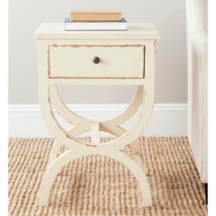 Weathered Vanilla Contemporary Maxine Accent Table