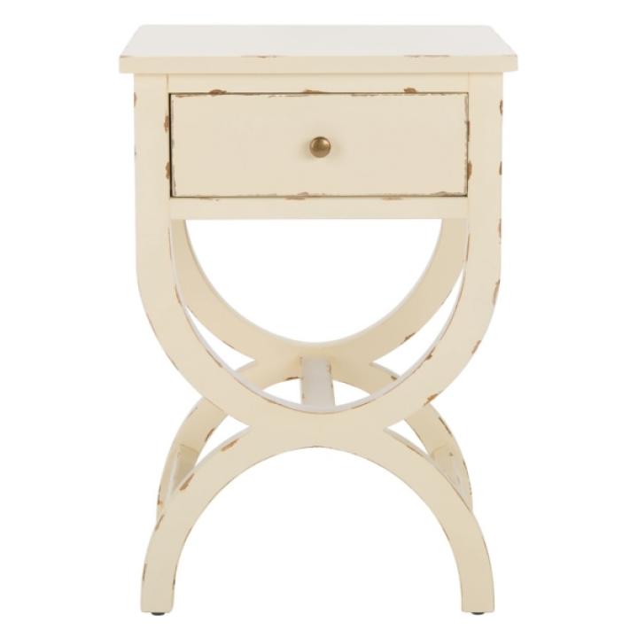 Weathered Vanilla Contemporary Maxine Accent Table