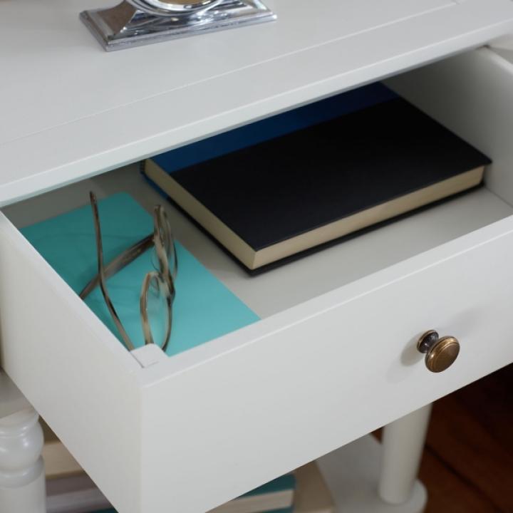 White Single Drawer Letta Accent Table