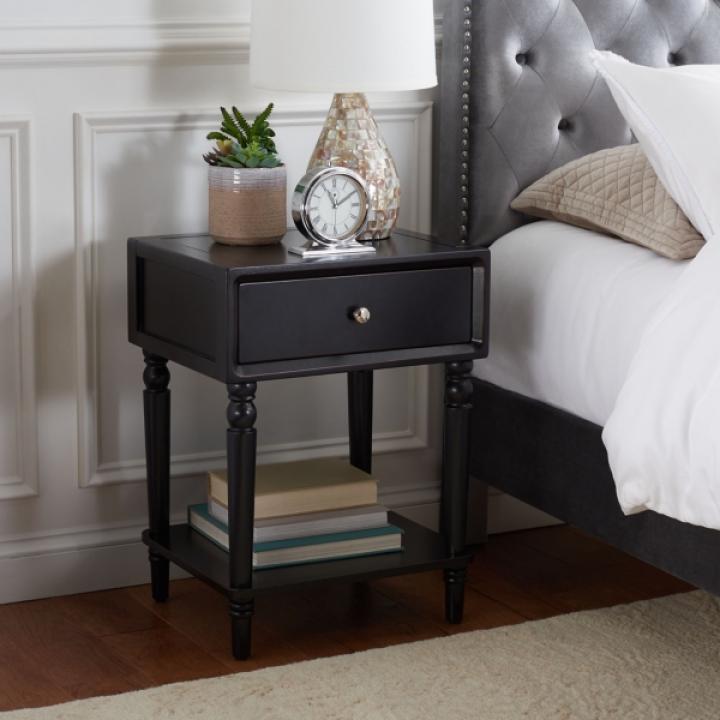 Black Single Drawer Letta Accent Table