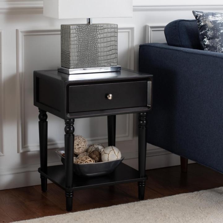 Black Single Drawer Letta Accent Table