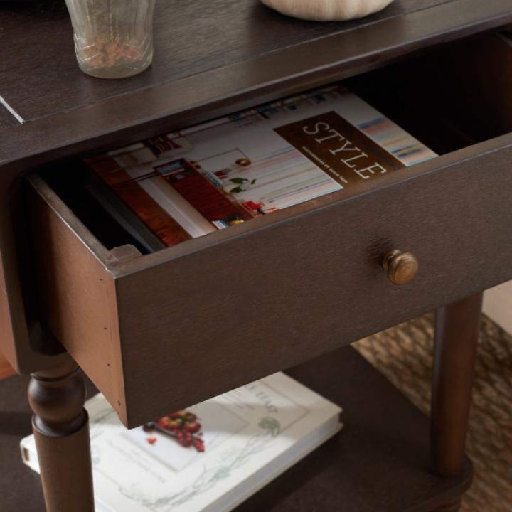 Walnut Single Drawer Letta Accent Table