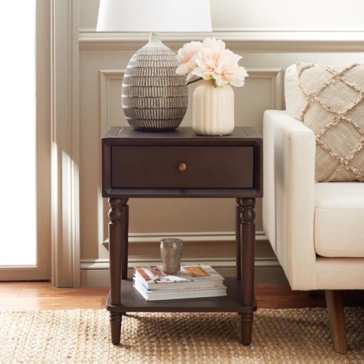 Walnut Single Drawer Letta Accent Table