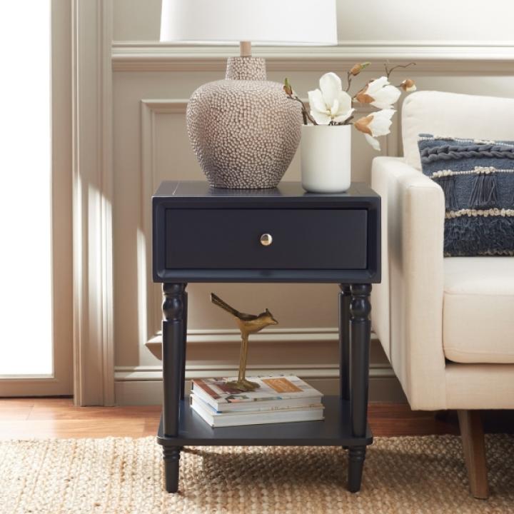 Navy Blue Wood Siobhan Side Table