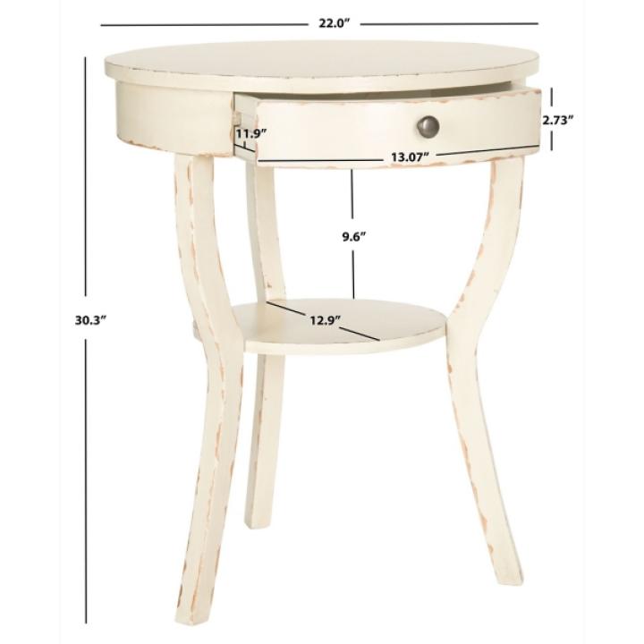 Distressed Ivory Irene Tripod Accent Table