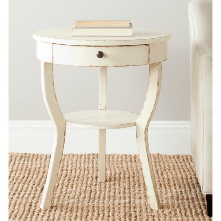 Distressed Ivory Irene Tripod Accent Table
