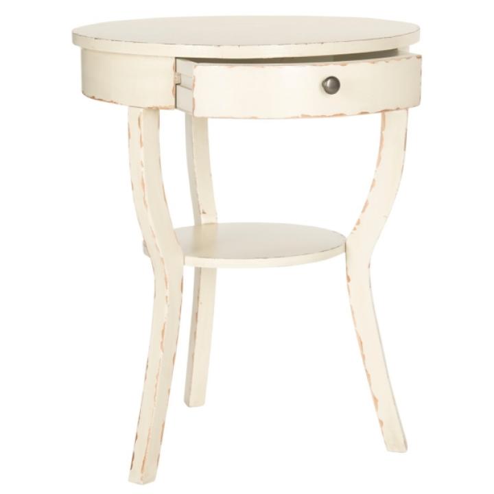 Distressed Ivory Irene Tripod Accent Table