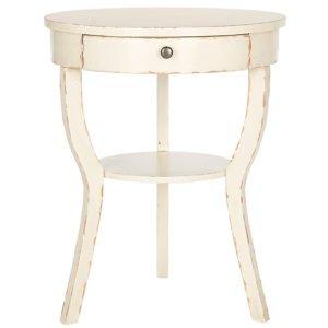 Distressed Ivory Irene Tripod Accent Table