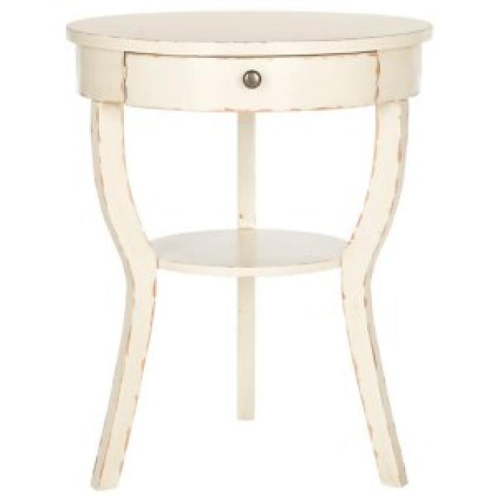 Distressed Ivory Irene Tripod Accent Table