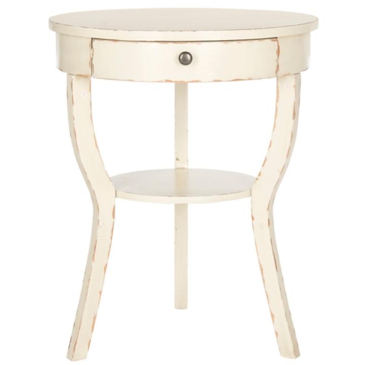 Distressed Ivory Irene Tripod Accent Table