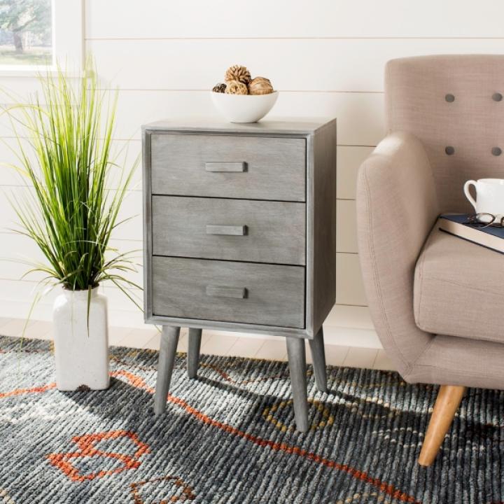 Gray Pine Rosetta Mid-Century Accent Table