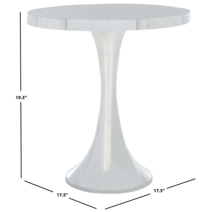 Silver Aluminum Round Gulia Accent Table