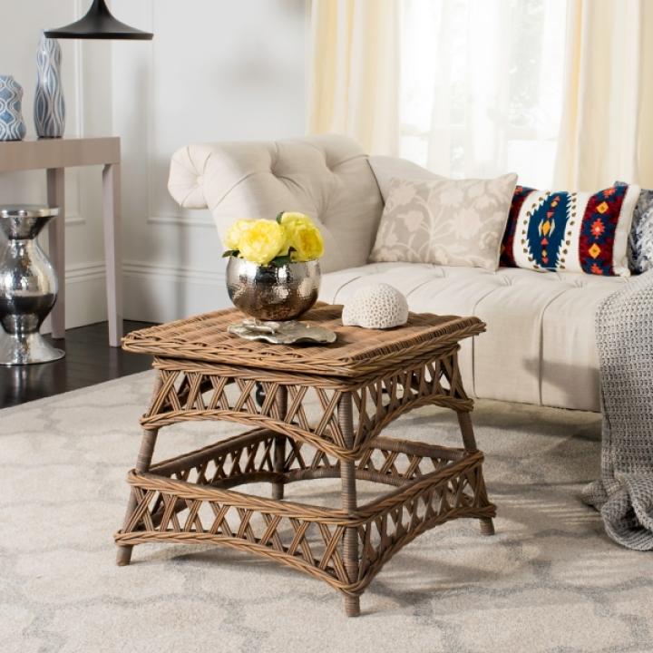 Brown Rattan Walda Accent Table