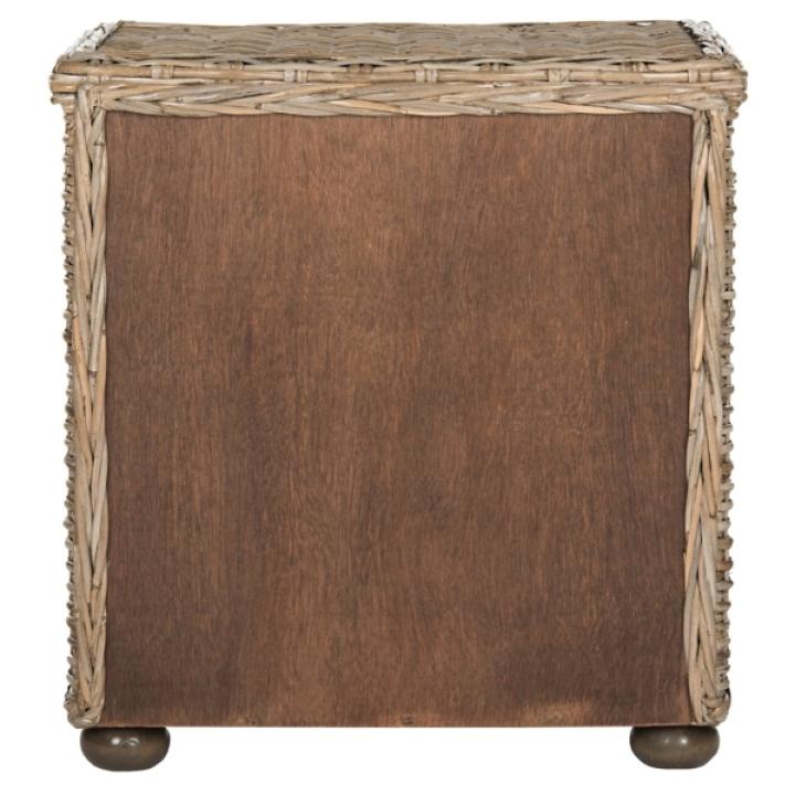 Brown Rattan Coastal Accent Table