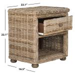Brown Rattan Coastal Accent Table