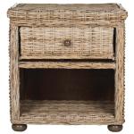 Brown Rattan Coastal Accent Table
