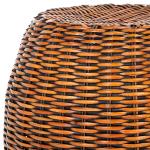 Round Brown Rattan Barrel Accent Table