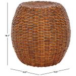 Round Brown Rattan Barrel Accent Table