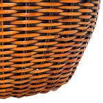 Round Brown Rattan Barrel Accent Table