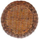 Round Brown Rattan Barrel Accent Table