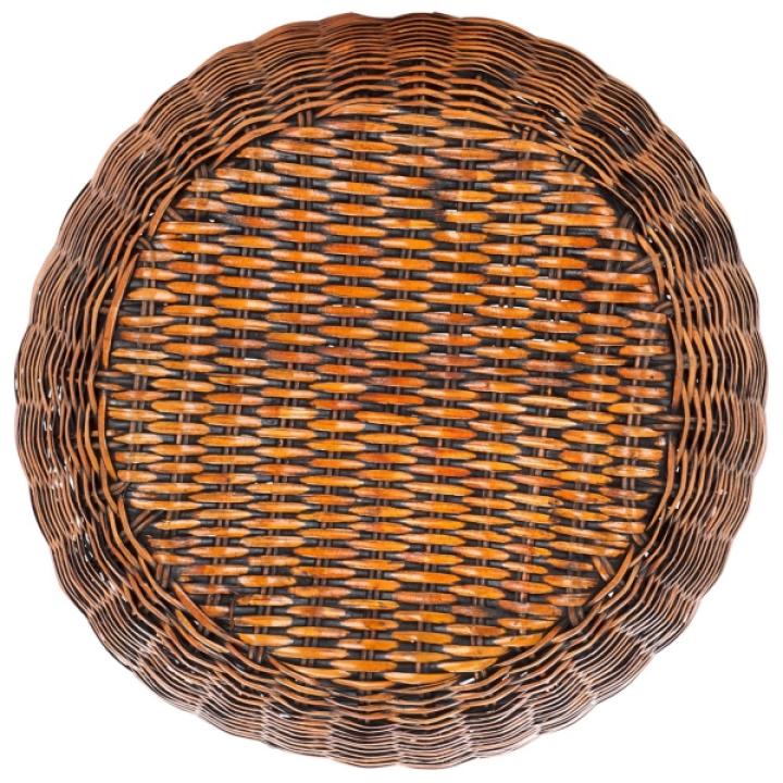 Round Brown Rattan Barrel Accent Table