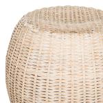 Round Ivory Rattan Barrel Accent Table