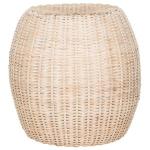 Round Ivory Rattan Barrel Accent Table