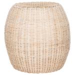 Round Ivory Rattan Barrel Accent Table