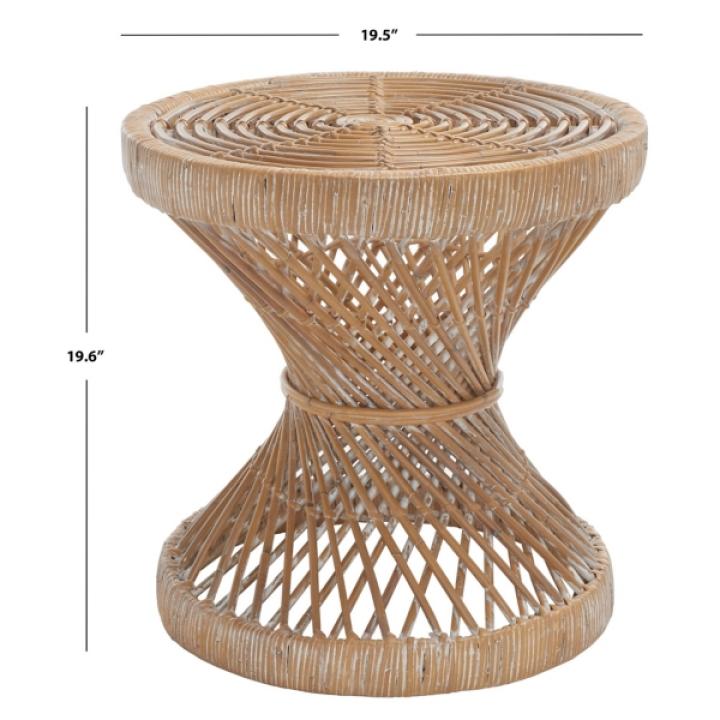 Natural Rattan Hourglass Accent Table
