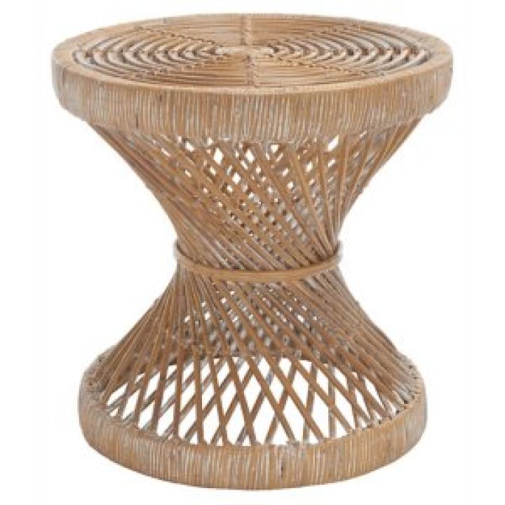 Natural Rattan Hourglass Accent Table