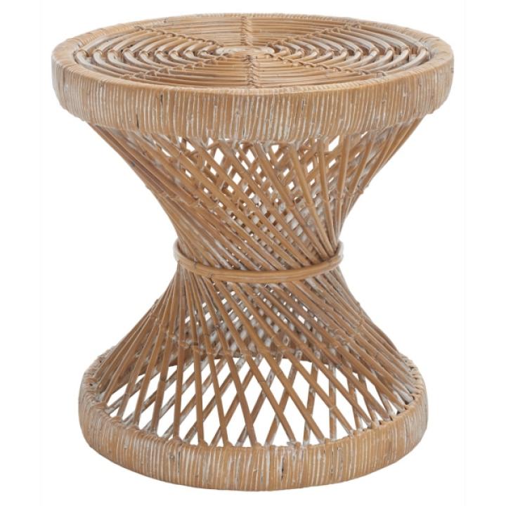 Natural Rattan Hourglass Accent Table