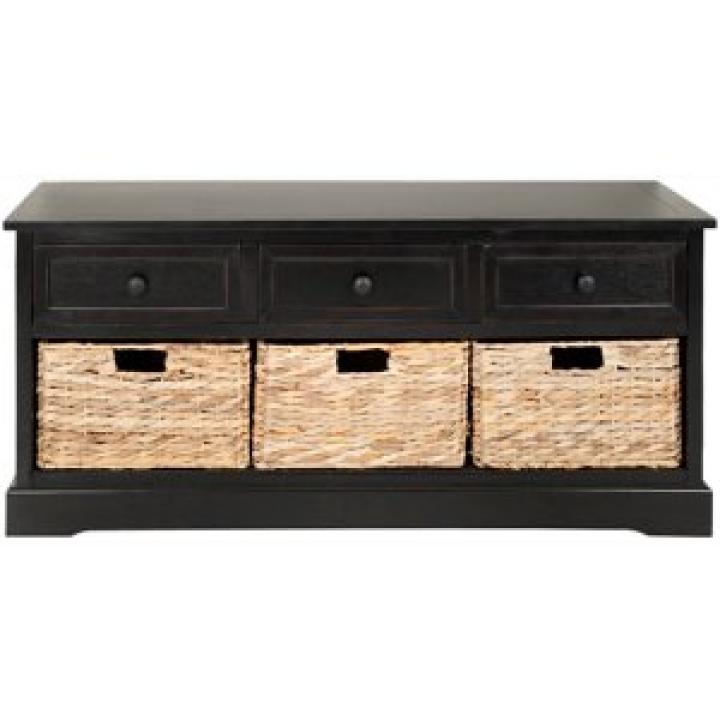 Distressed Black Suzelle Storage Bench