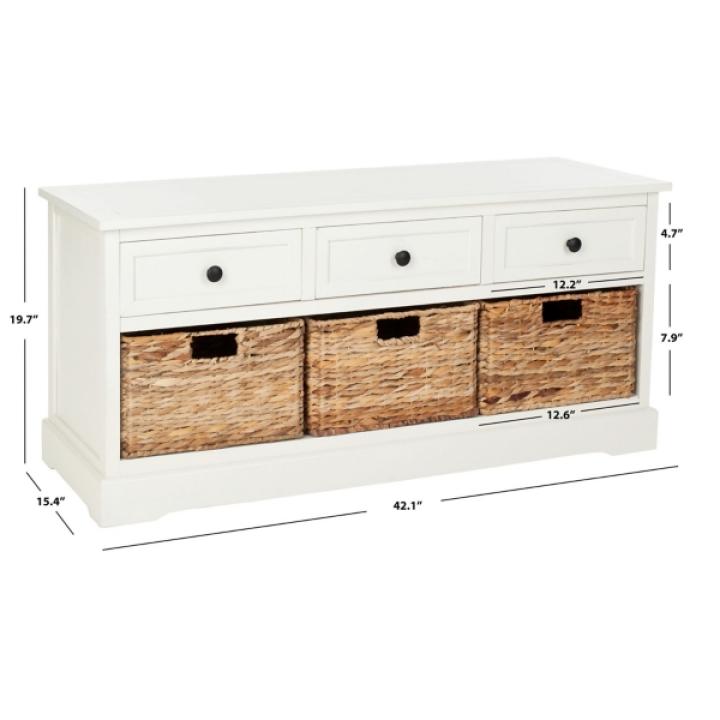 Distressed Cream Suzelle Storage Bench
