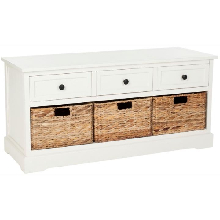 Distressed Cream Suzelle Storage Bench