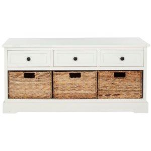 Distressed Cream Suzelle Storage Bench