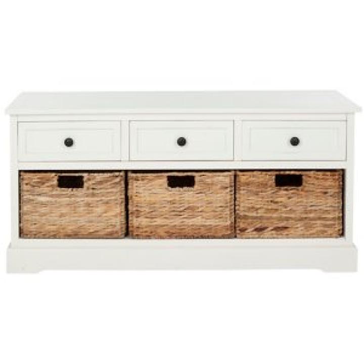 Distressed Cream Suzelle Storage Bench