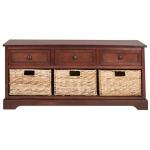 Dark Cherry Wood Suzelle Storage Bench