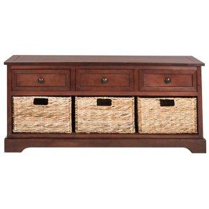 Dark Cherry Wood Suzelle Storage Bench