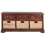 Dark Cherry Wood Suzelle Storage Bench