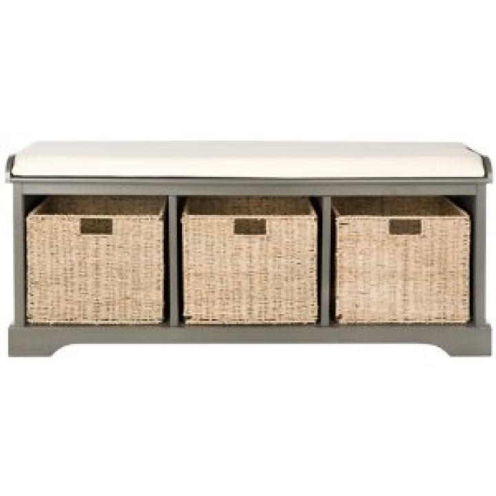 Gray Upholstered Jeanette Storage Bench