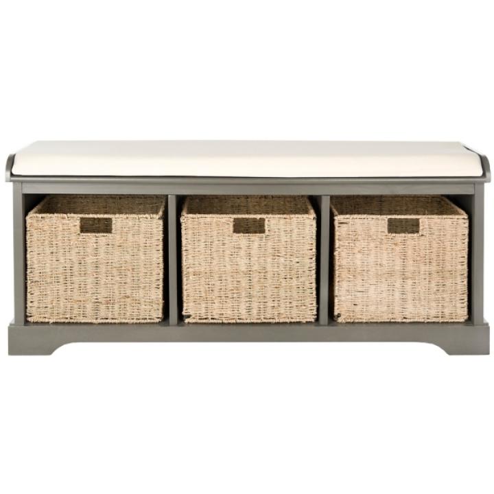 Gray Upholstered Jeanette Storage Bench