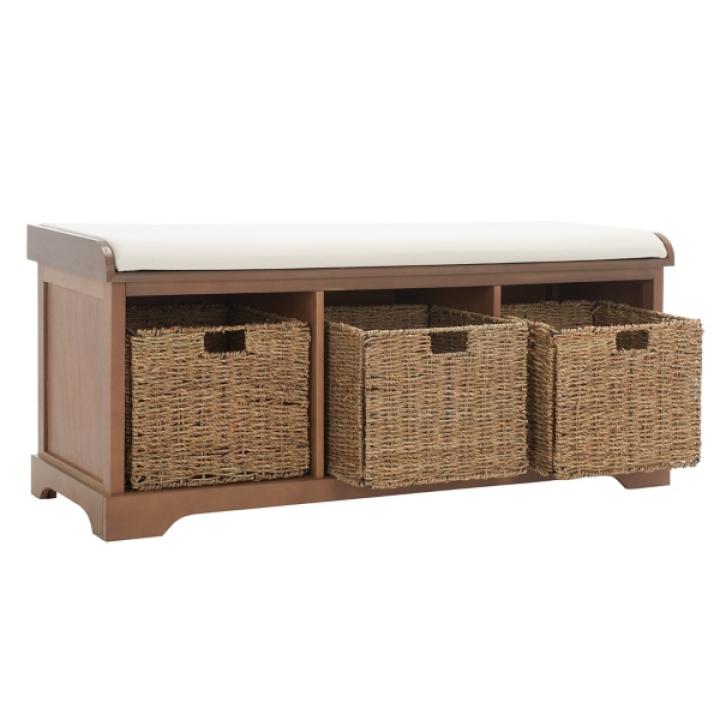 Graywash Upholstered Jeanette Storage Bench