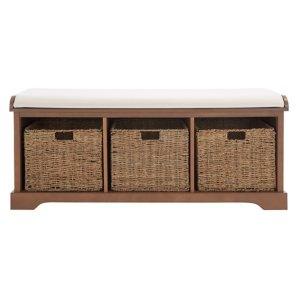 Graywash Upholstered Jeanette Storage Bench