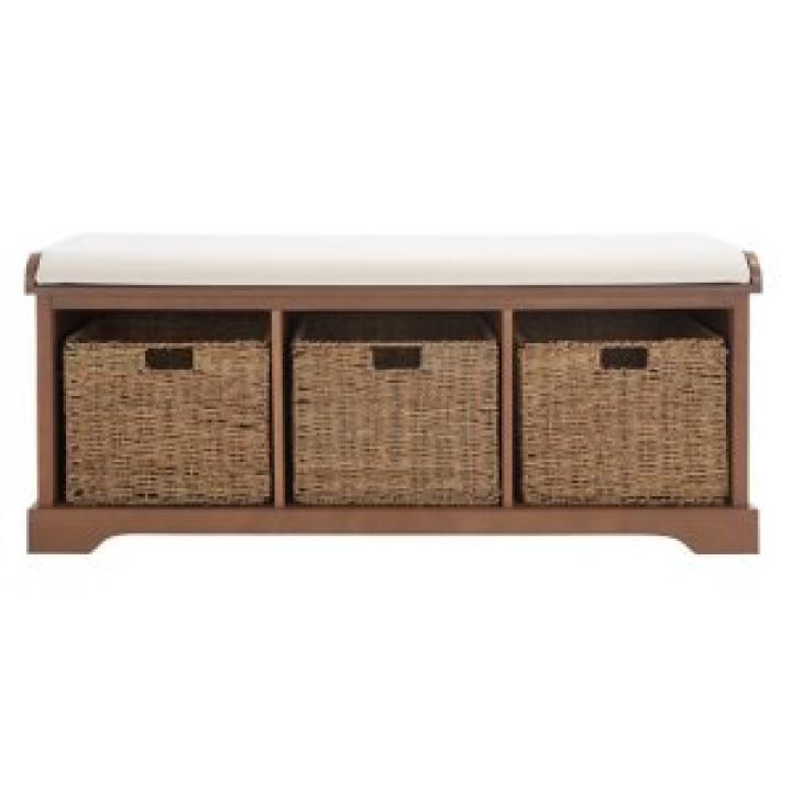 Graywash Upholstered Jeanette Storage Bench