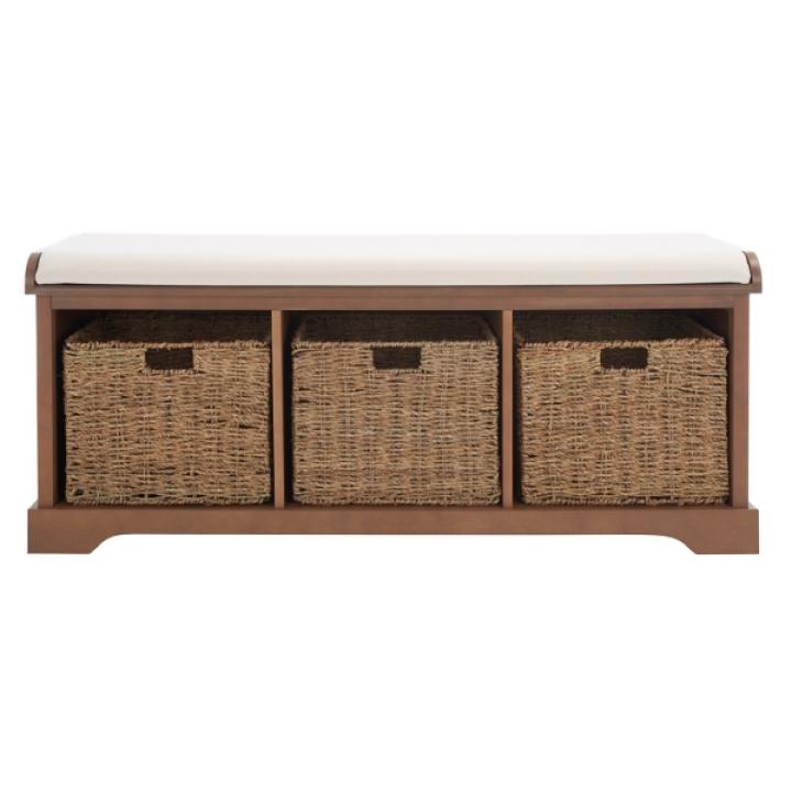 Graywash Upholstered Jeanette Storage Bench