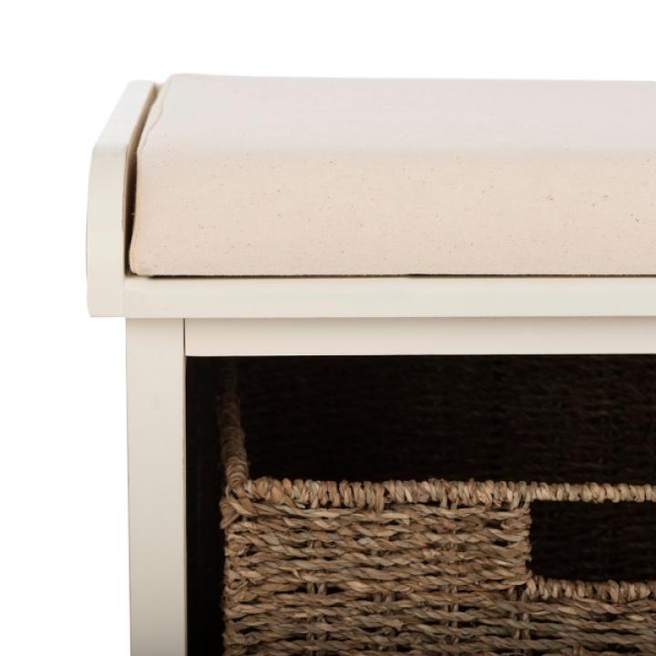 White Upholstered Jeanette Storage Bench