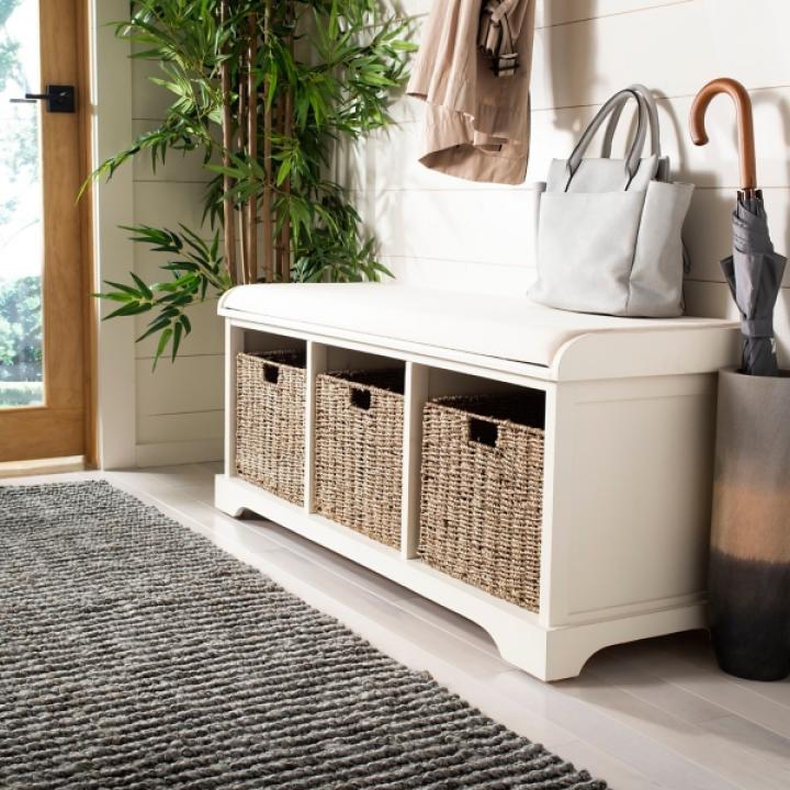 White Upholstered Jeanette Storage Bench