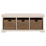 White Upholstered Jeanette Storage Bench