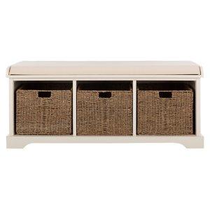 White Upholstered Jeanette Storage Bench