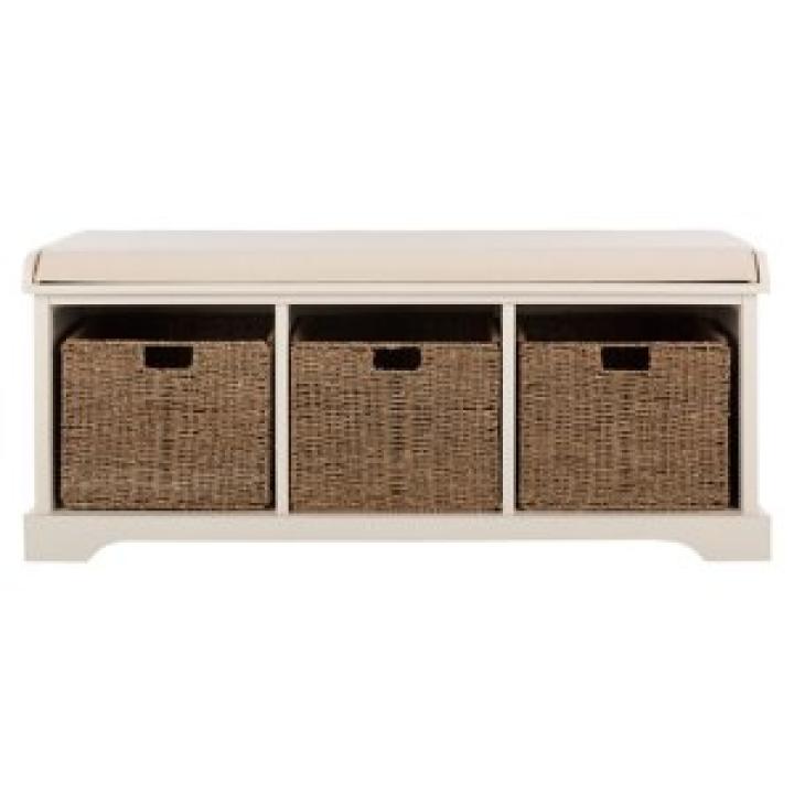 White Upholstered Jeanette Storage Bench